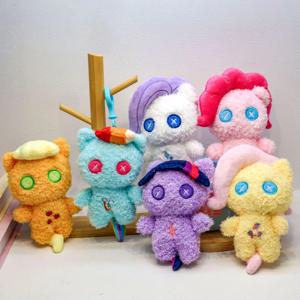 Hasbro 마이 리틀 포니 플러시 펜던트 부드러운 인형 키 체인 가방 배낭 장식품 애플잭 핑키 파이 어린이 소녀 크리스마스 선물