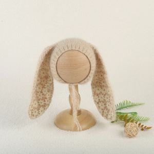 부드러운 니트 스트레치 앙고라 토끼 보닛 큰 귀 신생아 사진 소품 저지 크로 셰 뜨개질 퍼지 동물 모자 사진 촬영