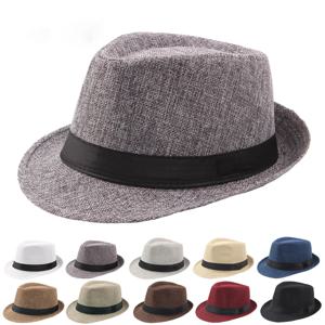 트렌디 한 와이드 브림 남성 밀짚 모자 여성 여름 솔리드 컬러 Fedoras 재즈 일 모자 야외 캐주얼 파나마 카우보이 모자