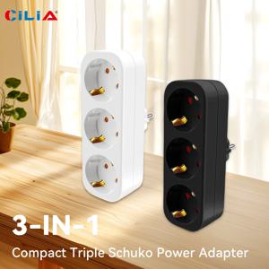 듀얼 슈코 어댑터 플러그, 케이블리스, 최대 3680W, 최대 250V / 16A 멀티플러그, 3구