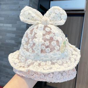 아기 레이스 어부 모자 공주 소녀 모자를 쓰고 있죠 사진 소품 3-24 개월 유아 여름 할로우 선 스크린 바이저 어린이 활 분지 모자