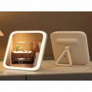 LED 화장거울, 3색조명, 360 °   회전식, 터치 컨트롤, USB 전원, 침실 욕실 여행용 탁상용 화장 거울
