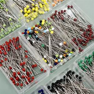 100 개/상자 38mm 바느질 핀 유리 머리 양재 핀 퀼트 핀 DIY 자수 바느질 위치 도구에 대 한 진주 머리