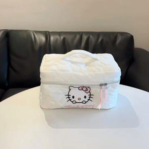 키티 메이크업 가방 대용량 여성용 화장품 파우치 고급스러운 휴대용 여행용 세면도구 케이스 수납함