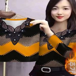 두꺼운 양털 보온 속옷 가을 겨울용 포켓 손수건이 있는 세련된 출산용 V넥 레이스 베이스 셔츠