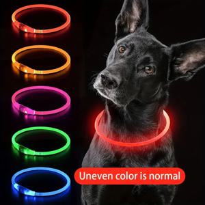 USB 충전식 광섬유 목걸이 애완견 LED 라이트 목걸이 발광 분실방지 강아지 목걸이 USB 충전식 강아지 목걸이