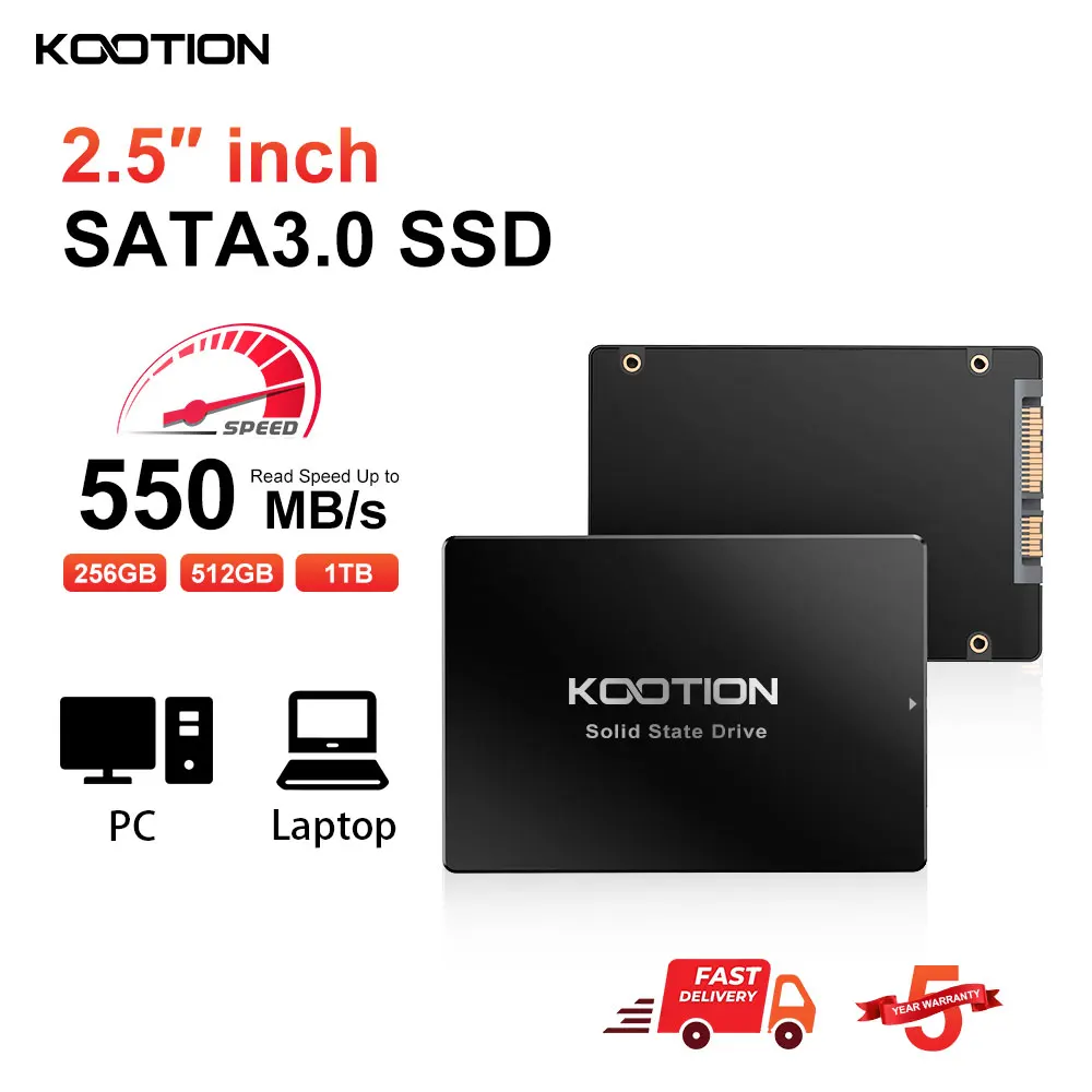 KOOTION SATA3 솔리드 스테이트 드라이브 2.5인치 2TB 1TB 512GB 480GB 256GB 240GB 128GB 120GB SSD 내장 하드 드라이브 (데스크탑/노트북용)