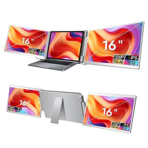 2026년형 접이식 모니터 16인치 1200P 화면 모니터 PC 확장 화면 플러그 앤 플레이 노트북 듀얼 모니터 (윈도우 및 맥오스용)