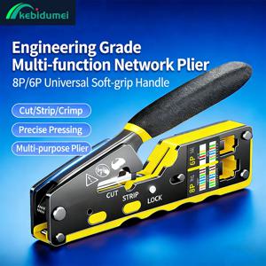 Kebidumei RJ45 크림프 플라이어 패스 스루 이더넷 모듈러 플러그 크림핑 도구(Cat6 Cat5/5e RJ45 커넥터용) 8P6P RJ11 커넥터