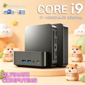아크네인 2026 포터블 미니 PC 코어 I9 10980HK/i9 8950HK 셀레스티얼 게이밍 미니 PC 윈도우 11 프로 16GB 램 1/2TB M.2 SSD 노트북