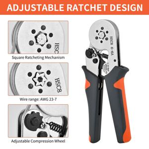 HSC8 6-4/6-6(0.25-10mm²/0.25-6mm²) 크림핑 도구 미니 전기 플라이어 와이어 연결 페룰 슬리브 터미널 수리 클램프