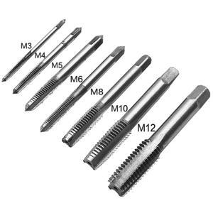 7개 테이핑 베어링 스틸 테이퍼 스파이럴 M3-M12 스트레이트 플루트 나사산 미터법 플러그 드릴 비트 세트 수공구 테이핑 드릴