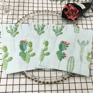 20pcs/Pac 33cm 다채로운 인쇄 냅킨 선인장 꽃 광장 종이 냅킨 파티 접힌 입 천으로 와인 유리 꽃 조직