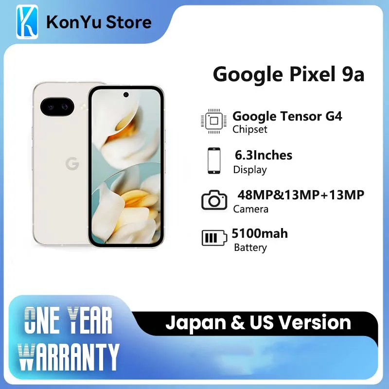 글로벌 신형 구글 픽셀 9a 6.3인치 1080 x 2424 pOLED 120Hz 5100mAh 유선 구글 텐서 G4 타이탄 M2 8GB 램 128/256GB 스마트폰