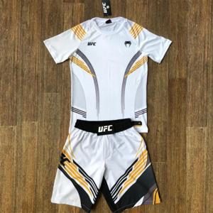 새로운 핫 UFC 324 화이트/골드 파이팅 나이트 챔피언 세트 MMA 옥타곤 케이지 남성 여성용 오버사이즈 통기성 복싱 주짓수 세트
