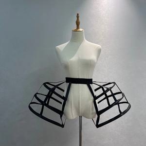 웨딩 신부 Crinoline 속치마, 여성 소녀 탄성 허리띠, 조절 가능한 파니에 페티코트, 3 후프 케이지 스커트