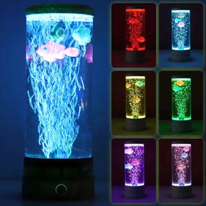 LED 물고기 램프 키트, 멀티 컬러 변경 수족관 탱크 야간 조명, 장식 시뮬레이션 물고기 거품 테이블 램프, 책상 장식