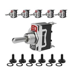 5개입 헤비듀티 자동차 보트 로커 토글 스위치 15A 250V 2핀 SPST ON/OFF 로커 스위치 방수 부트 포함 SPST 로커 스위치