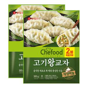 롯데푸드 의성마늘 고기 왕교자 385g+385g