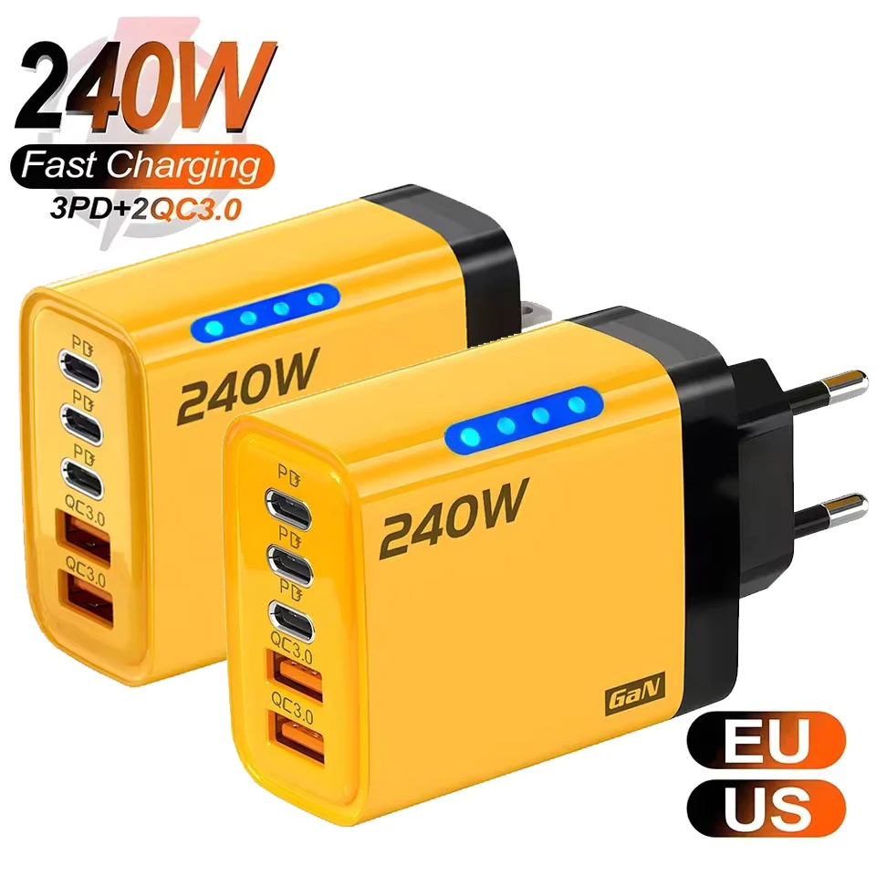 5포트 USB C PD 충전기 퀵 차지 3.0 타입 C USB 휴대폰 충전기 고속 충전 어댑터 아이폰17 16 15 삼성 샤오미 화웨이용