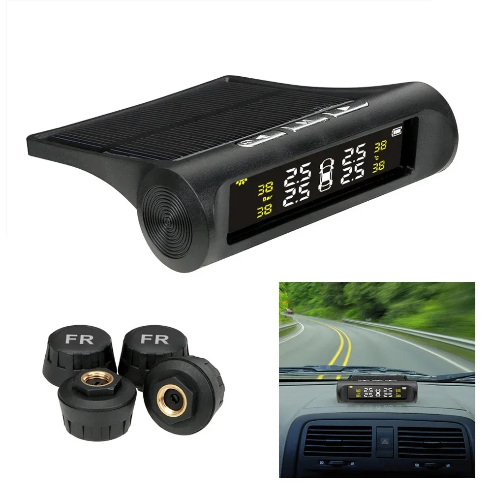 TPMS 태양광 타이어 압력 센서 자동차 타이어 압력 모니터링 시스템 4개의 휠 내부 외부 센서 포함