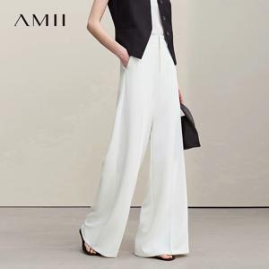 Amii 여성 바지 2026 여름 루즈 캐주얼 와이드 레그 바지 소프트 드레이프 패브릭 오피스 통근 우아한 긴 옷 여성 12621076