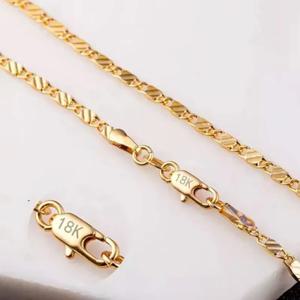 패션 18K 금 목걸이 2MM 16/18/20/22/24/26/28/30 인치 사이드 체인 목걸이 여성 남성용 주얼리 925 실버 목걸이