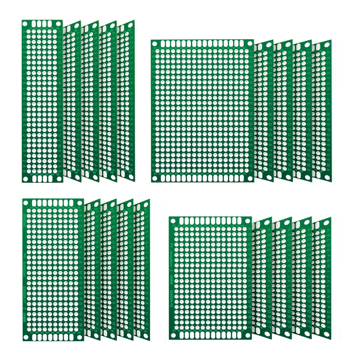 20 Pcs 양면 PCB 보드 2X8 3X7 4X6 5X7 Holes FR4 프로토 타입 키트를 통해 주석 도금 DIY 용 인쇄 회로 범용 Perfboard