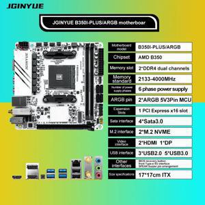 JGINYUE AMD AM4 ITX 마더보드는 Ryzen R3 R5 R7 R9 1/2/3/4/5 시리즈 CPU DDR4 RAM 데스크탑 PC PCI-E 3.0 B350i PLUS ARGB를 지원합니다.
