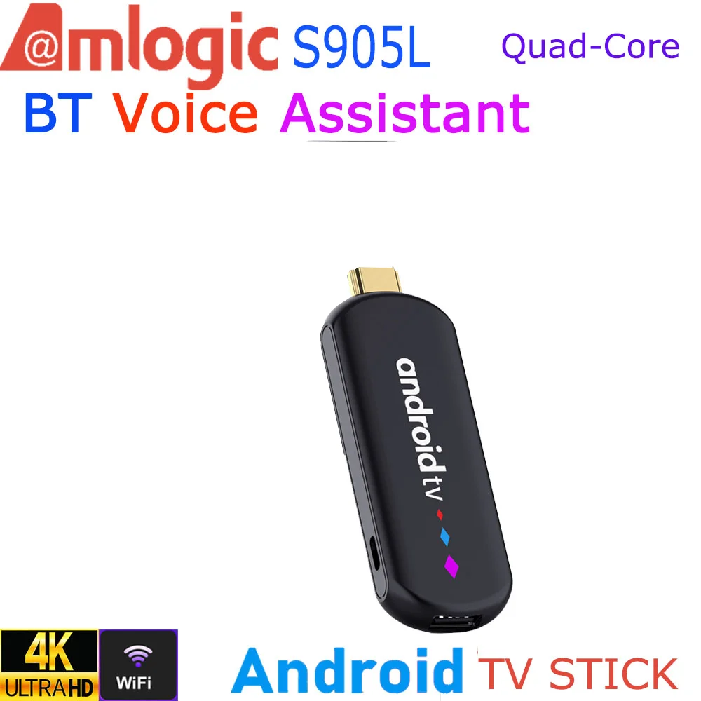 Amlogic S905L 안드로이드 TV 스틱 쿼드 코어 4K 비디오 WiFi BT 음성 어시스턴트 리모컨 미디어 플레이어 스마트 TV 박스 H96 Max
