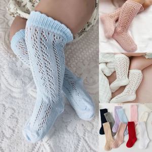 여아용 긴 무릎 높이 메쉬 얇은 양말, 속이 빈 부드러운 면 양말, 0-8 세 유아 양말, 여름