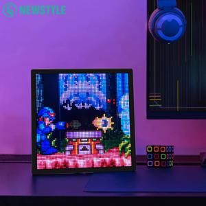 LED 픽셀 매트릭스 블루투스 스마트 디스플레이 64x64 RGB 디지털 램프 패널 DIY 아트 디스플레이 게임 애니메이션 룸 장식 프레임 APP 제어