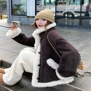 여성용 양털 자켓 퀼팅 처리된 따뜻한 코튼 코트 캐주얼 슬림 스트레이트 컷 롱 슬리브 스탠드 칼라 버튼 클로저
