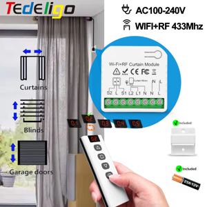 Tuya WiFi RF 롤러 블라인드 커튼 제어 모듈 전기 모터 용 리모콘이있는 셔터 스위치 Sunscreen Google Home Alexa