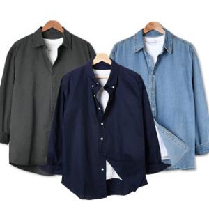 (20%쿠폰) S~6XL 신상 남자 셔츠/옥스포드/빅사이즈/피그먼트/청/데님/스판/스트라이프/와이/정장/남방옷