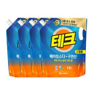 테크 베이킹구연산 액체세제 드럼 리필 1.8L X 4개