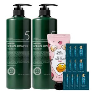 댕기머리 허벌 스페셜 탈모샴푸 (초특가행사) 1000ml 2개+핸드크림+샴푸10매 / 두피 각질 모공 한방발효