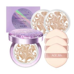 AGE20S 샤이닝드롭 퍼플 에센스 커버팩트 화이트라떼 21호 본품 12.5g 1개+리필 12.5g 2개