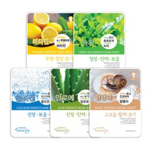 (물가안정) 네이처바이 에센스 마스크팩 C타입 5종x20매(수분+보습+진정)