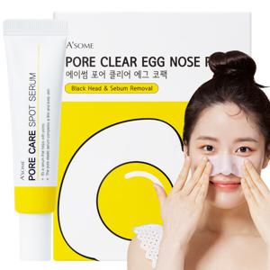 (초득가행사)블랙헤드 클리어 에그 코팩 세트 피지 모공 (30매+스팟세럼15ml)