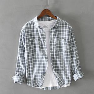 캐주얼 순면 체크 셔츠 남자셔츠 남자오버핏셔츠