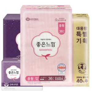 좋은느낌 생리대 중형 36매/소형/대형/수퍼롱/오버/팬티라이너/순수한면/일반/롱/슬림/울트라