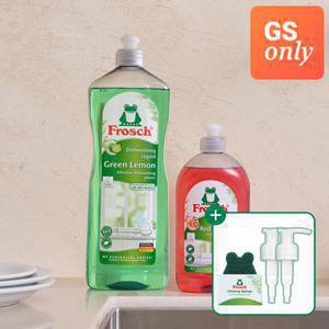 [7%더블쿠폰] 프로쉬 독일 주방세제 대용량세트 (그린레몬 1L+500ml 택1)+펌프+수세미 증정