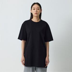 [JAJU/자주] (M)남녀공용 코튼 루즈핏 롱 티셔츠 2매_블랙