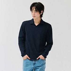[체이스컬트]M 오픈넥 카라 긴팔티