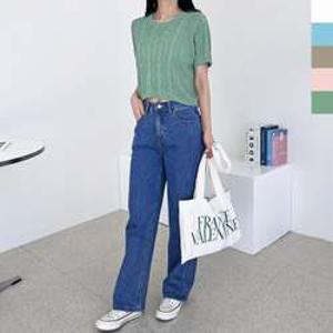린넨티셔츠 여성 인기 썸머 케이블 반팔니트 데일리 티셔츠