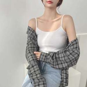 여성골지나시 슬림 이너 여성 일자 끈나시 여름 데일리 시원한