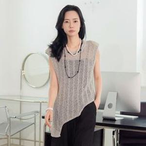 [유니케]글레이 펀칭 언발 민소매