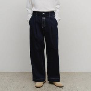 마리떼프랑소와팬츠 TQK MFG45CDP203DBL M LOW-WAIST TUCK WIDE DENIM PANTS dark blue