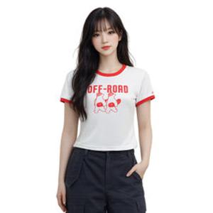 [백화점][지프] (지프) 2컬러 여전 홀리데이 크롭 반팔티셔츠 (JR2TSF596) 로고 여 공용 오버핏 자수 슬림핏 숏 JR2TSF212